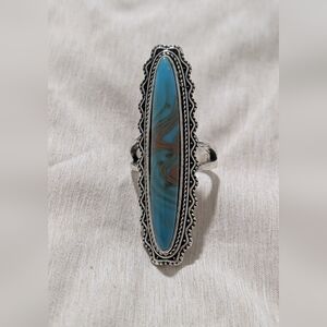 Artisan Silver and Blue Marbled Ring